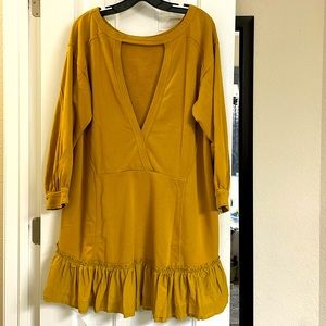 Anthropologie Daily practice NEW with tags  Dark yellow French Terry Dress Sz L